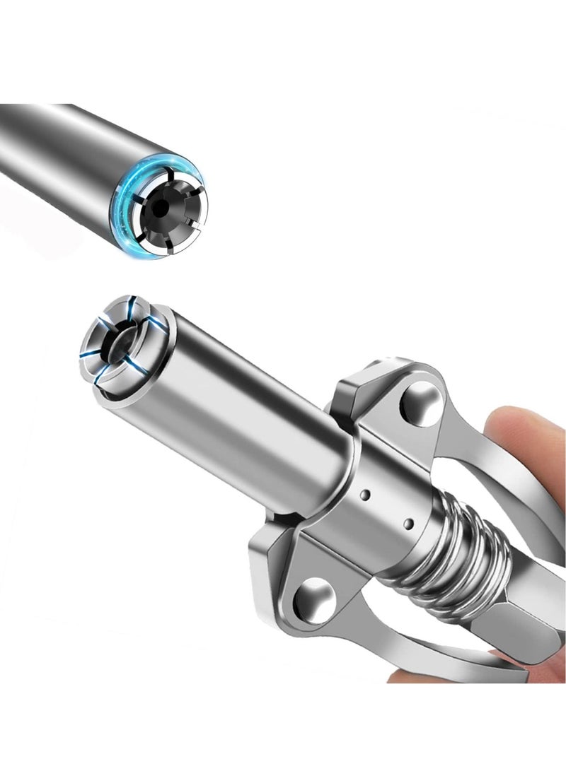 Grease Gun Coupler, Double Handle Quick Lock Release Grease Tips with 6 Thickened Jaws, 12000 PSI High Pressure Grease Fittings, Compatible with All Grease Guns 1/8" NPT Fittings - Image 1