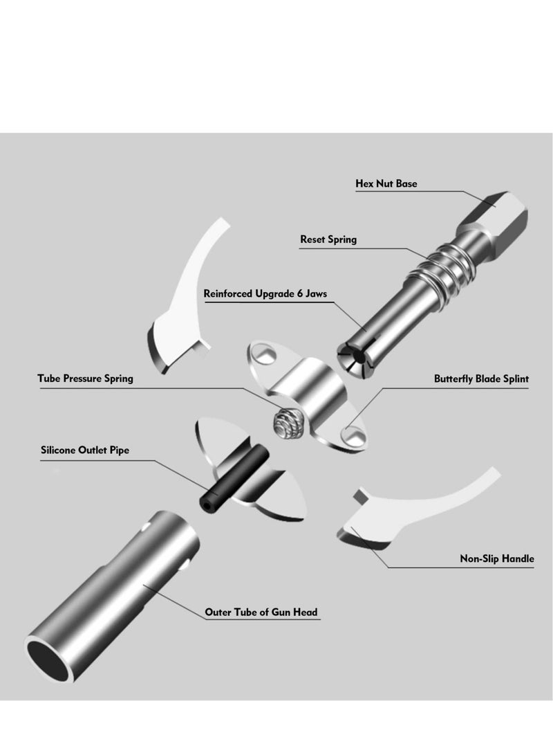 Grease Gun Coupler, Double Handle Quick Lock Release Grease Tips with 6 Thickened Jaws, 12000 PSI High Pressure Grease Fittings, Compatible with All Grease Guns 1/8" NPT Fittings - Image 3