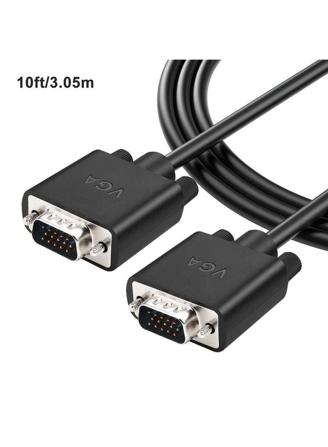 كابل VGA ذكر لذكر 10 قدم عالي الجودة، مصنوع من النحاس ومُغلف بتصميم مسطح للشاشات وأجهزة الكمبيوتر والتلفزيون - Image 1