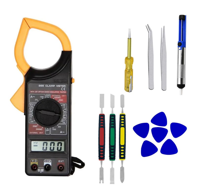CRAFTS HAVELI CRAFTS HAVELI Combo of Digital Meter DT266 Tweezer 2Pc Tester Soldering Pump 3Pc Spudger Set 6pc Mobile Opener  - Image 1