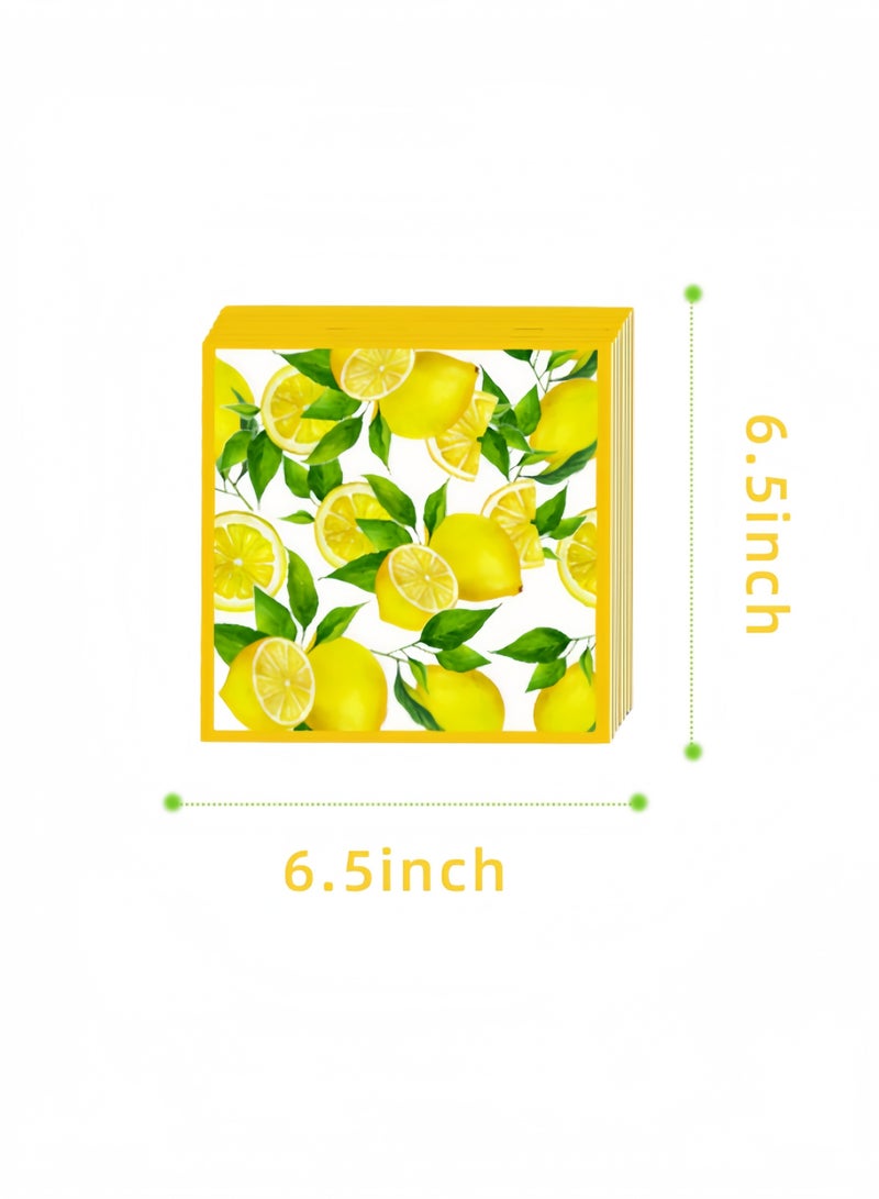40pcs Lemon Paper Napkins, Lemon Napkins Disposable Citrus Fruit Guest Hand Towels Square Yellow Lemon Decorative Dinner Napkins Everyday for Kid's Jungle Party, Hawaiian Theme, Summer, Picnic,,Wedding, and Birthday Party - Image 4