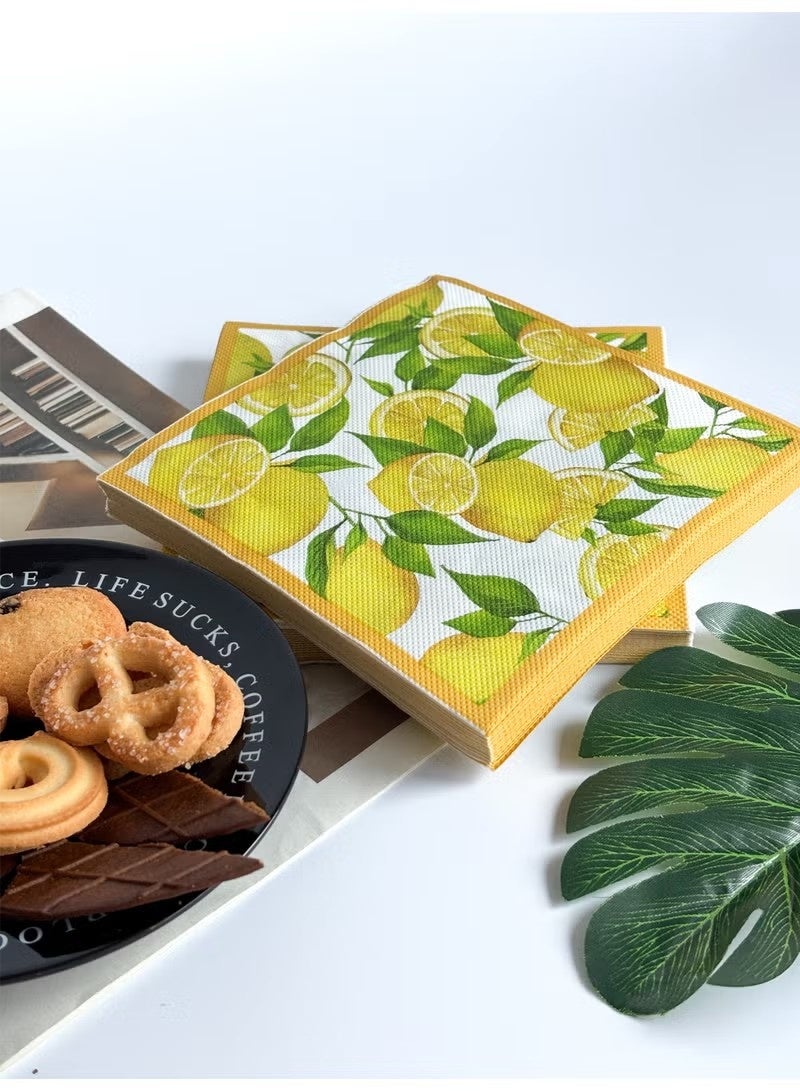 40pcs Lemon Paper Napkins, Lemon Napkins Disposable Citrus Fruit Guest Hand Towels Square Yellow Lemon Decorative Dinner Napkins Everyday for Kid's Jungle Party, Hawaiian Theme, Summer, Picnic,,Wedding, and Birthday Party - Image 5