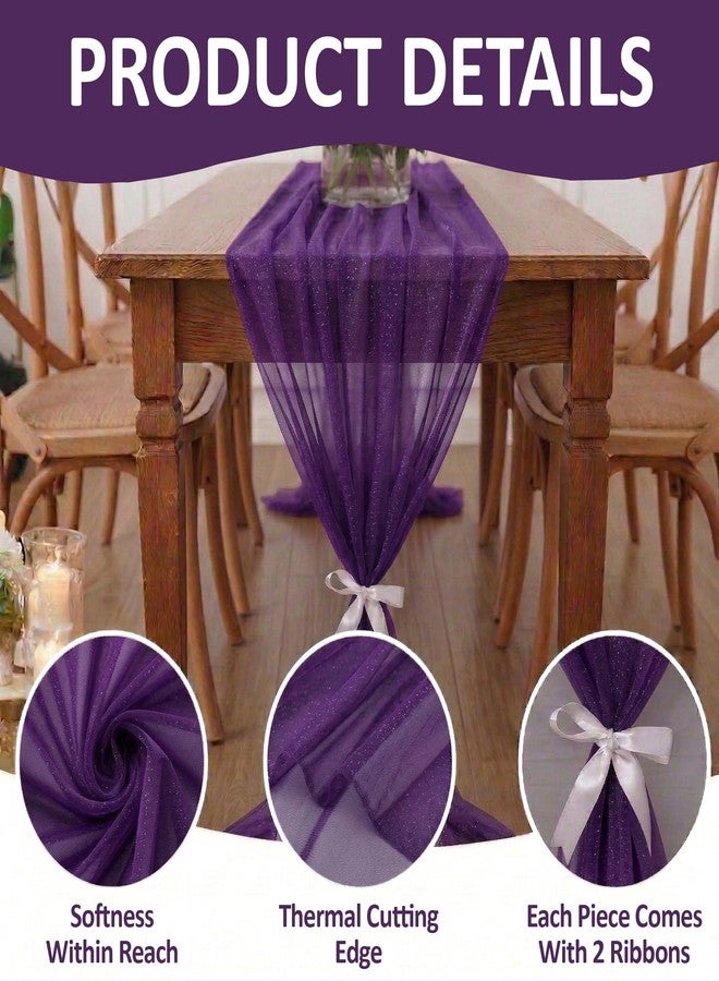 MDS® Pack of 10, 14ft Chiffon Table Runner 29 x 170 Inches, Sheer Wedding Runner Romantic Rustic Table Runner for Wedding Decoration, Birthday Party, Bridal Shower, Party Arch Décor - Cadbury Purple - Image 5