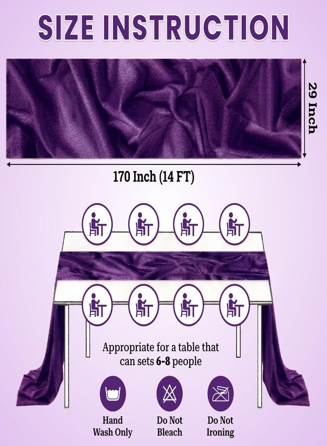 MDS® Pack of 10, 14ft Chiffon Table Runner 29 x 170 Inches, Sheer Wedding Runner Romantic Rustic Table Runner for Wedding Decoration, Birthday Party, Bridal Shower, Party Arch Décor - Cadbury Purple - Image 3