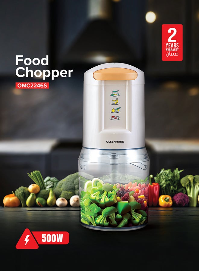 أولسنمارك قطاعة كهربائية متعددة الوظائف 500 ml 500 W OMC2246 أبيض/ شفاف - Image 4