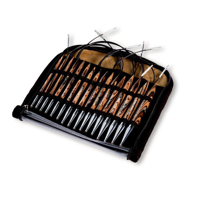 مجموعة إبر حياكة دائرية بروم 410 مم خشب طبيعي 10