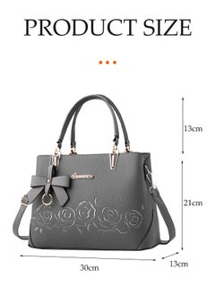 DUNISO Women's handbag, PU leather shoulder bag, large capacity crossbody bag, with detachable shoulder strap and top handle, embroidered design and bow decoration, suitable for shopping, work, dating, travel  - Image 2