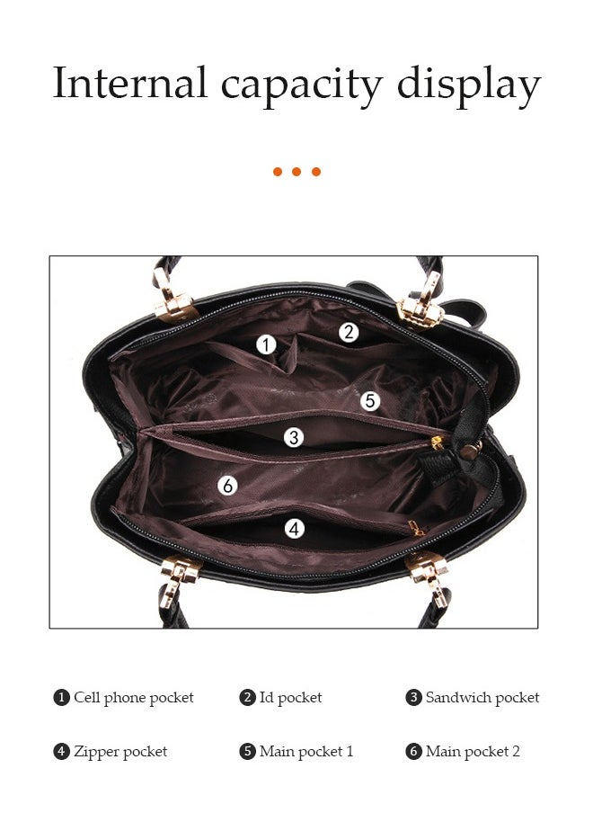 DUNISO - Women's handbag, PU leather shoulder bag, large capacity crossbody bag, with detachable shoulder strap and top handle, embroidered design and bow decoration, suitable for shopping, work, dating, travel - Image 1