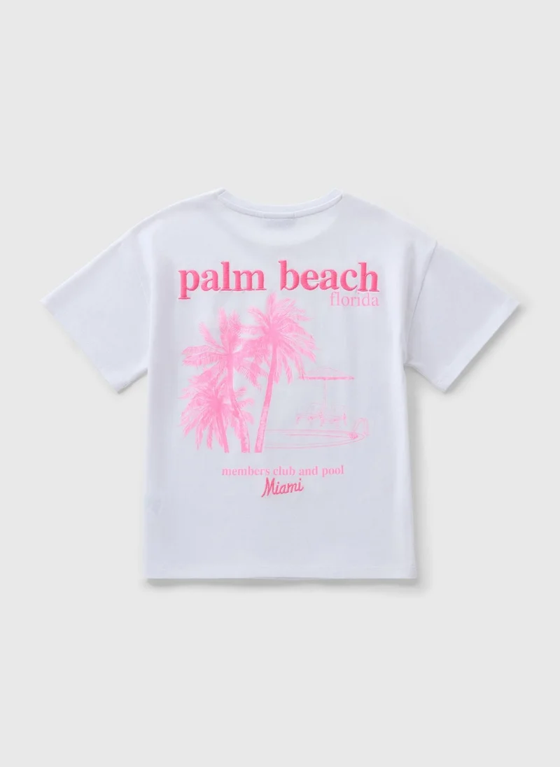 Matalan Girls White Palm Beach T-Shirt