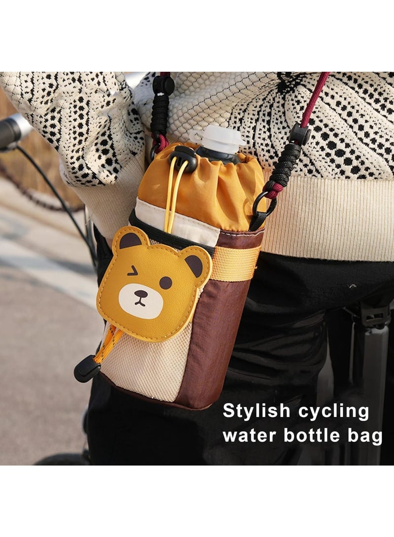 Zikra Cartoon Bike Water Bottle Holder, Mountain Bike Crossbar Front Bag, Bike Bag Waist Shoulder Bag with Extended Shoulder Strap, Drawstring Feed Bag for Mountain Bike, e-Bike, Wheelchair Scooter - Image 5