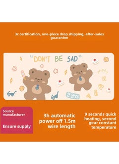 Heating Table Pad Office Desktop Heating Mouse Pad Computer Desk Heating Hand Warmer Table Pad Oversized Waterproof Mouse Pad-Color:60*36-Pattern:Two Can Brown Bears