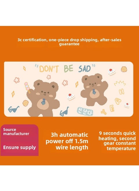 Heating Table Pad Office Desktop Heating Mouse Pad Computer Desk Heating Hand Warmer Table Pad Oversized Waterproof Mouse Pad-Color:60*36-Pattern:Two Can Brown Bears