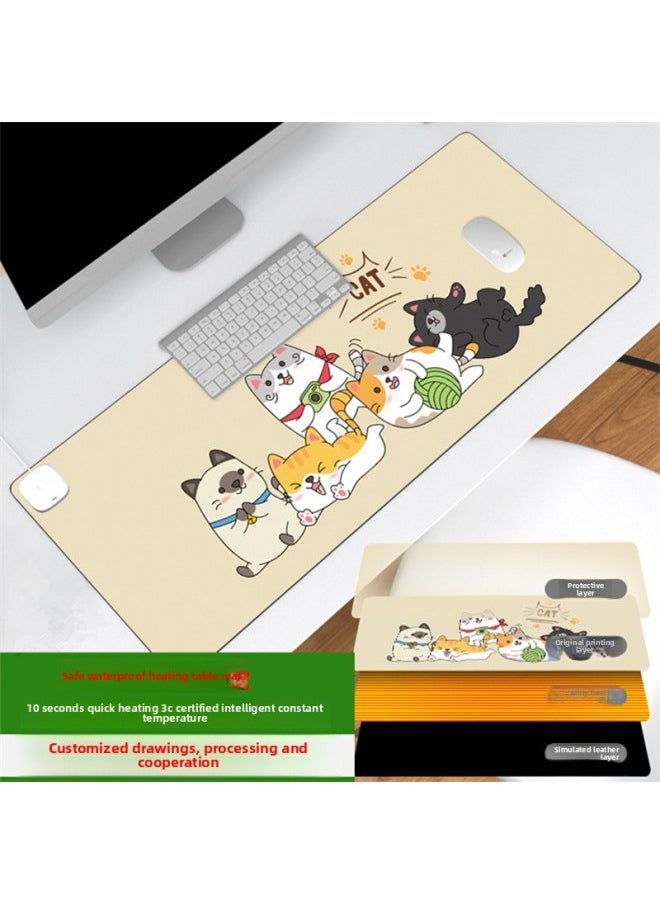 Generic - Heating Table Pad Office Desktop Heating Mouse Pad Computer Desk Heating Hand Warmer Table Pad Oversized Waterproof Mouse Pad-Color:60*36-Pattern:Two Can Brown Bears - Image 1