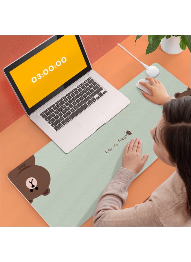 Generic - Heating Table Pad Office Desktop Heating Mouse Pad Computer Desk Heating Hand Warmer Table Pad Oversized Waterproof Mouse Pad-Color:60*36-Pattern:Two Can Brown Bears - Image 1