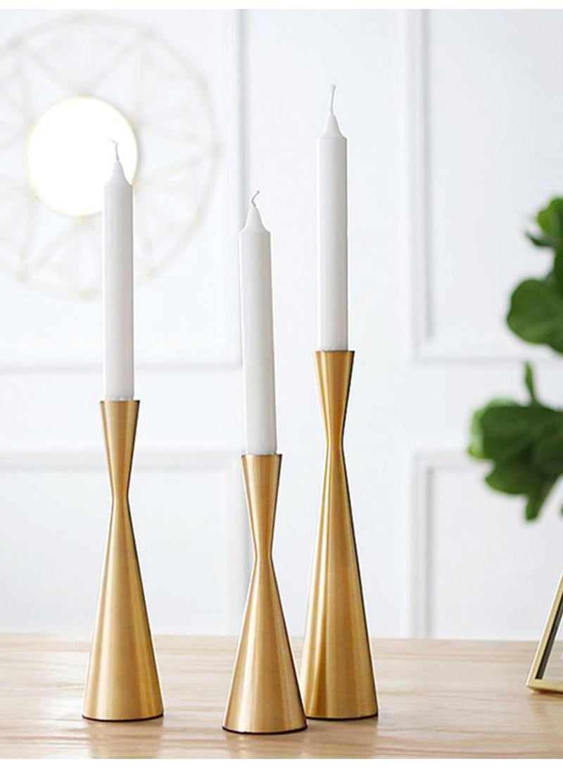 مجموعة من 3 حاملات شموع معدنية مدببة، حاملات شموع، قطعة مركزية زخرفية عتيقة وحديثة، حاملات شموع لرف الطاولة، هدية زفاف، حفل استقبال منزل جديد - Image 5