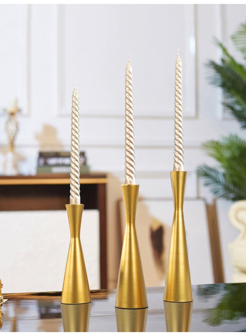 مجموعة من 3 حاملات شموع معدنية مدببة، حاملات شموع، قطعة مركزية زخرفية عتيقة وحديثة، حاملات شموع لرف الطاولة، هدية زفاف، حفل استقبال منزل جديد - Image 4