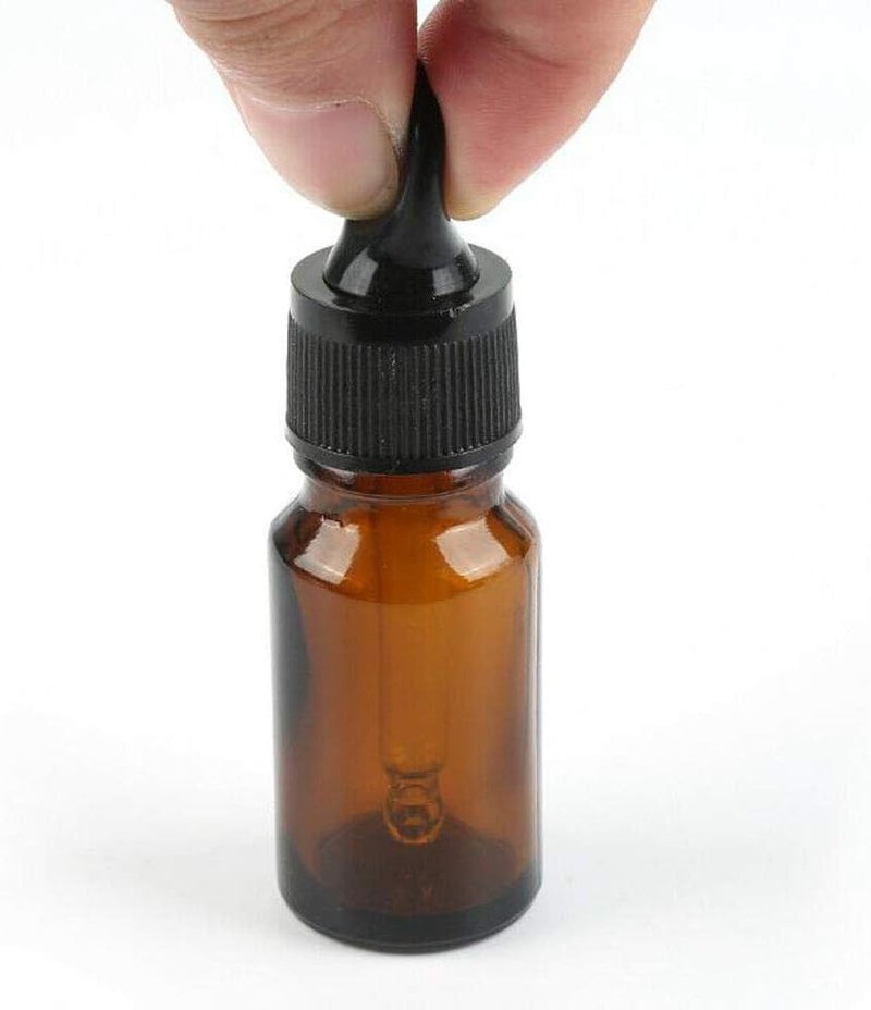 ericotry 12 PCS Empty Refillable 5ML Amber Glass Droppers Essential Oil Bottles Aromatherapy Cosmetics Elite Fluid Container Jar Pot Holder with Glass Eye Dropper and Black Caps - Image 5