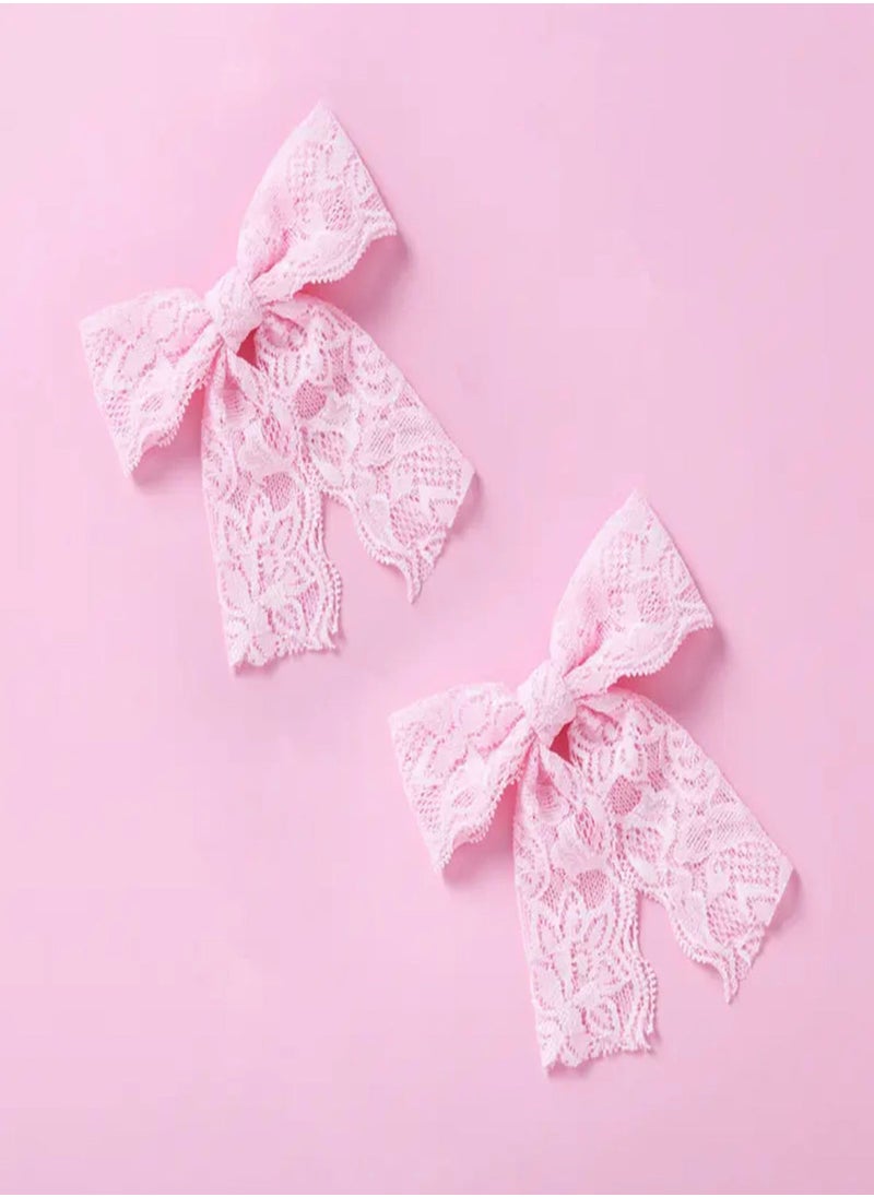Lion Llama - Lace Bow Hair Clip Set – Elegant Hair Accessories for Women & Girls | Stylish Lace Barrettes for All Hair Types & Hairstyles - Image 1