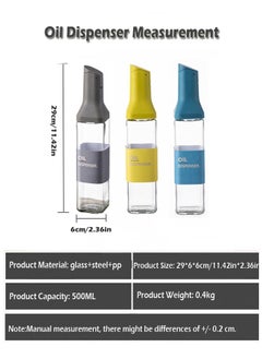 Gerenic Kitchen Cooking Olive Oil Dispenser Bottle, Auto Flip Glass Vinegar Cruet Set, Leak proof Condiment Storage Container with Non-Drip Spout & Non-Slip Bottom – 17 oz / 500ML  (Yellow Automatic Cap)  - Image 4