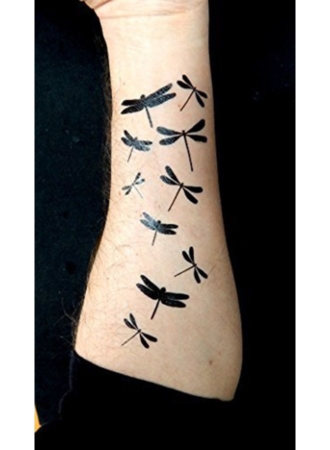 PremiumTT temporary tattoos Premium Dragonfly & Butterfly Black Silhouette Tattoo Tattoos - Image 3