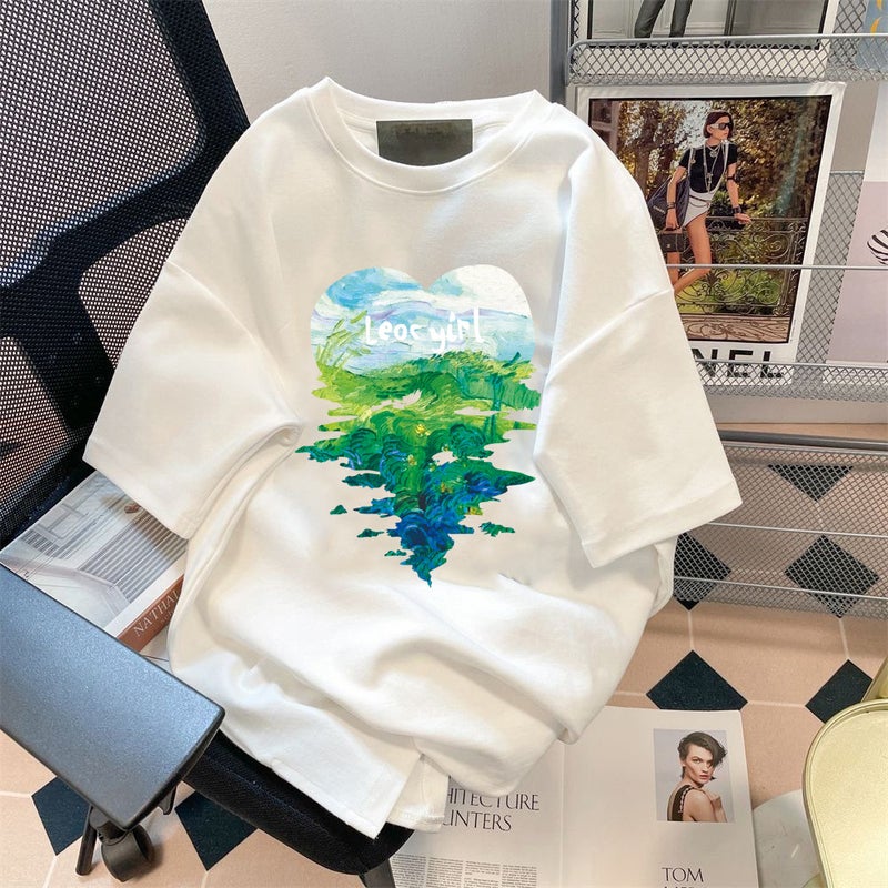 Short-Sleeved T-Shirt Couple'S Meat-Covered Loose Temperament T-Shirt Hong Kong Style Expression Ice Silk Half-Sleeved Women'S Summer Short-Sleeved T-Shirt Men'S - Image 1