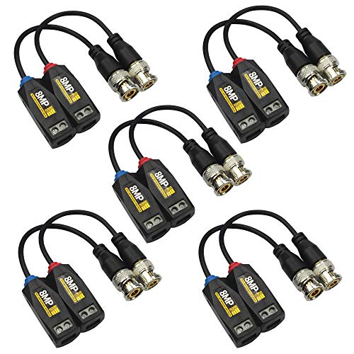 EVERSECU 5 Pairs 8MP/4K Passive HD BNC Video Balun Transceiver Transmitter Via UTP RJ45 Cable AHD/TVI/CVI/CVBS Cable Connectors for 720P/960P/1080P/3MP/5MP/8MP CCTV Security Cameras - Image 4