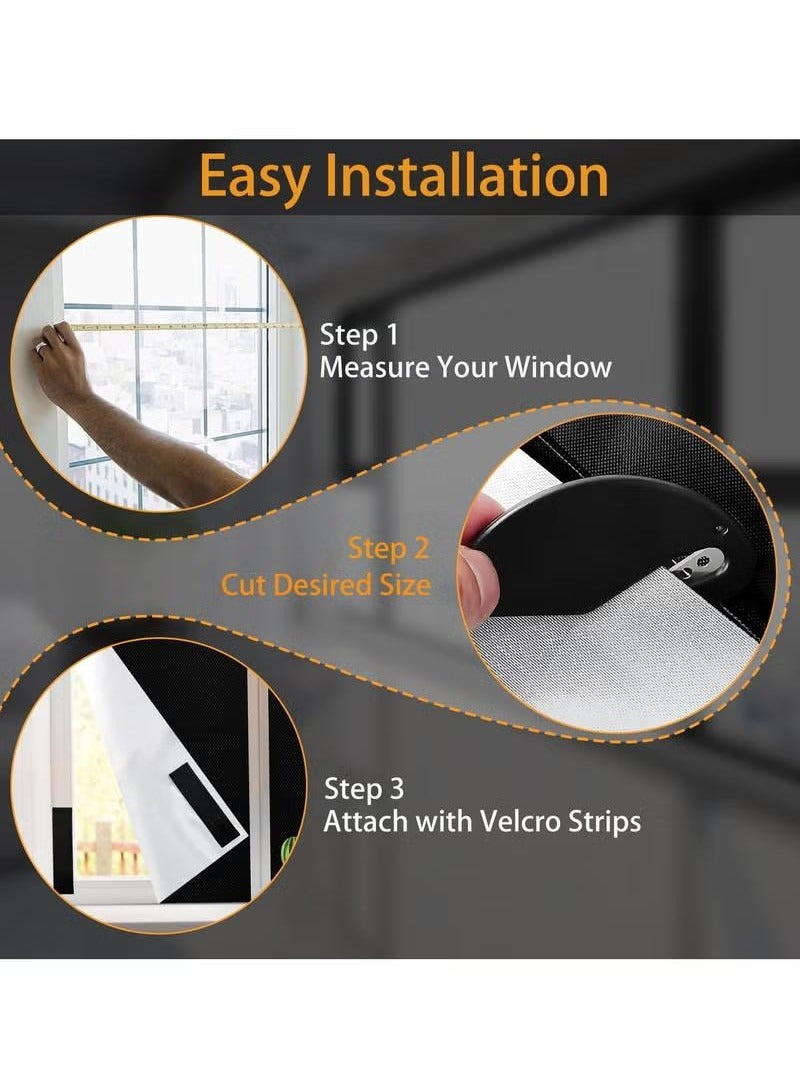 XiuWoo Blind Screen for Windows Blackout, Blackout Curtains with Strong Hook and Loop Tapes, Travel Blackout Curtains for Baby, Blackout Window Cover for Home, Office, Nursery, Travel, 145 x 400cm, Black - Image 2