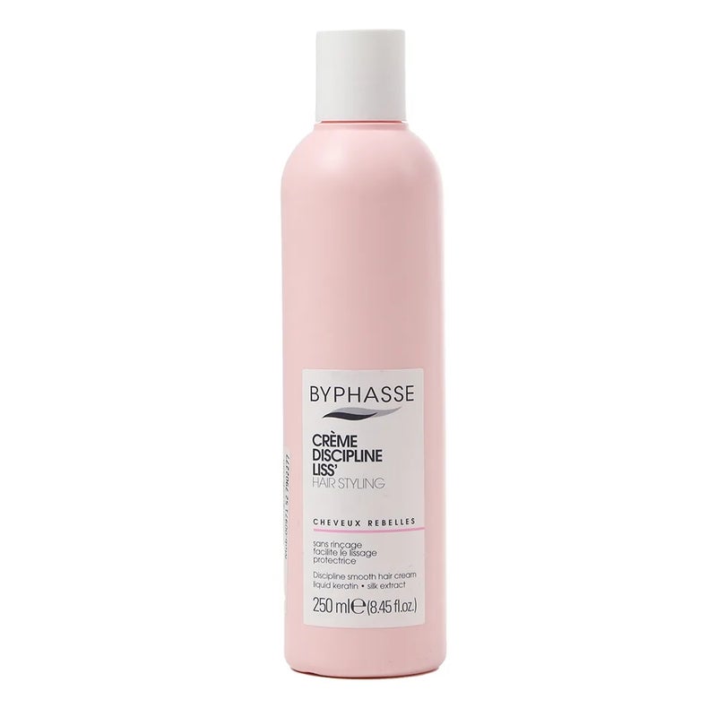 Byphasse Discipline Liss Nourishing Cream, Hair Styling Cream, Liquid Keratin with Silk Extract 250ml - Image 1