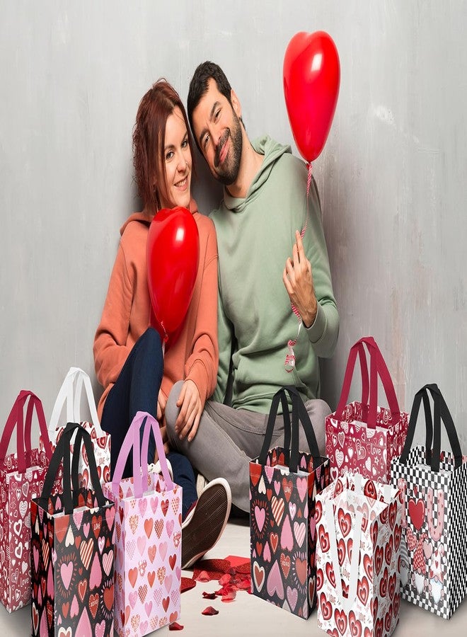 XiaosRen 10PCS Love Heart Valentine's Day Reusable Gift Bags, Non-Woven Valentines Tote Bags with Handles for Presents Wrapping, Kids Valentine Party Favor. - Image 5