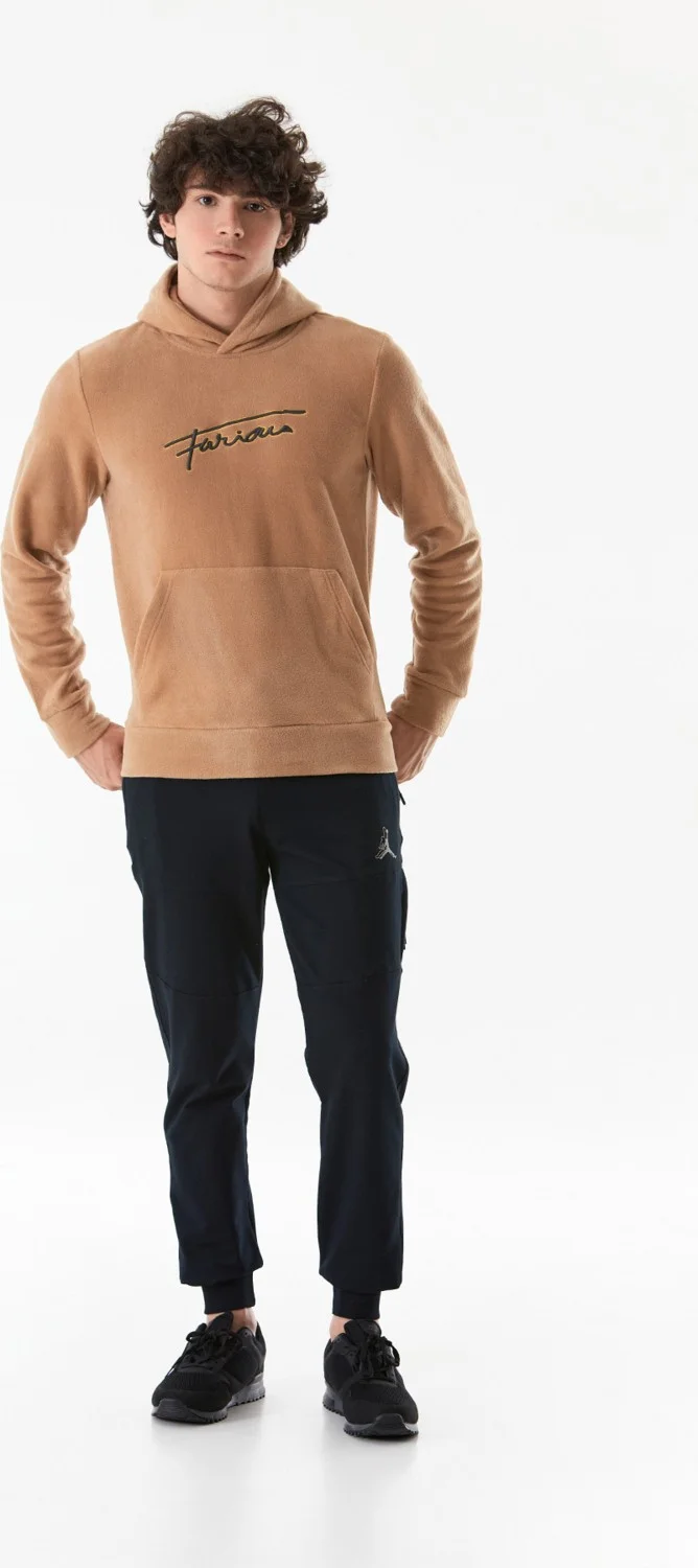FullaModa Letter Embroidered Kangaroo Pocket Hooded Polar Fleece Sweatshirt