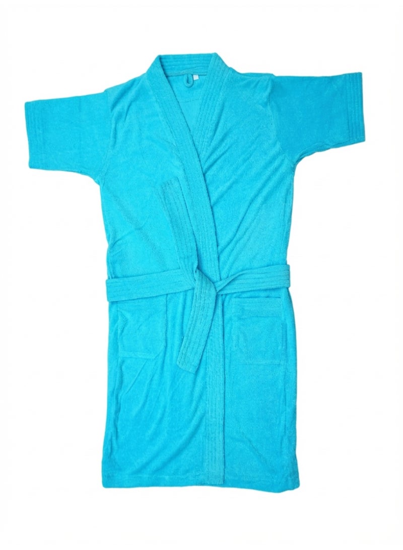 Ambrosia 100% Cotton Aqua Terry Bathrobe Medium Luxor Unisex for Men and Women, Highly Absorbent Hotel Spa Shower Robe with Pockets Wrap Belt and Cozy Blanket Feel - Image 1