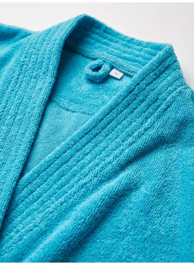 Ambrosia 100% Cotton Aqua Terry Bathrobe Medium Luxor Unisex for Men and Women, Highly Absorbent Hotel Spa Shower Robe with Pockets Wrap Belt and Cozy Blanket Feel - Image 2