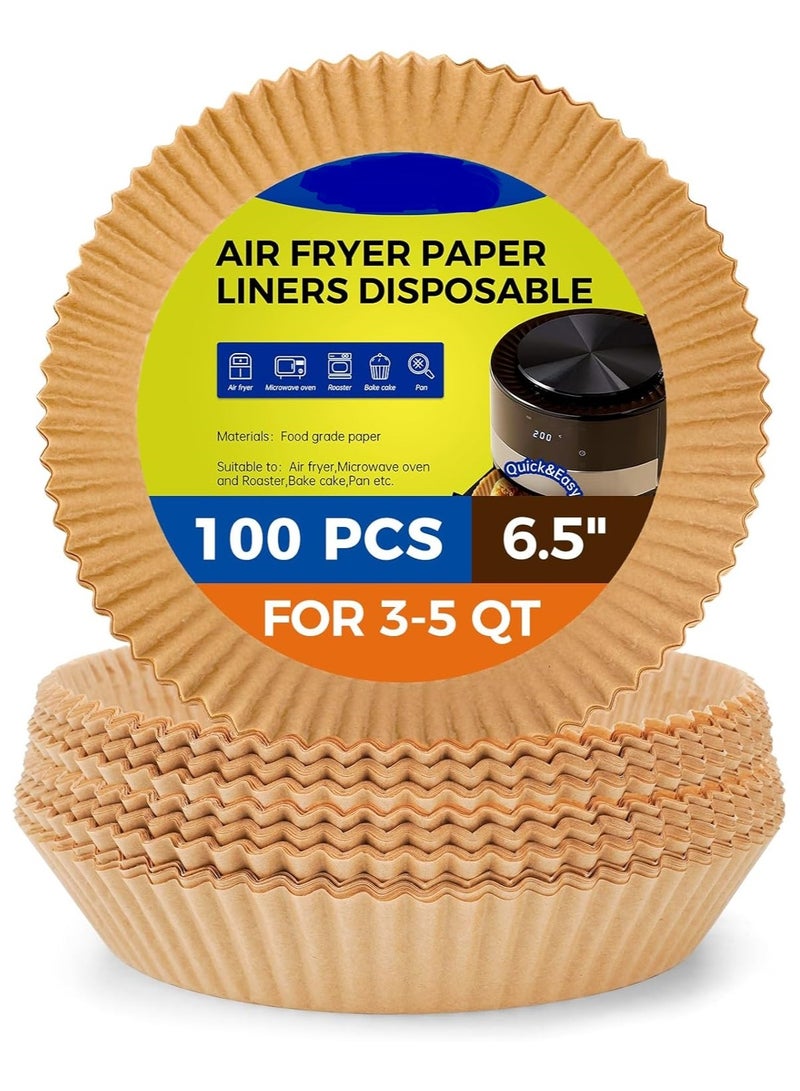 100 Air Fryer Disposable Paper Liner , Cooking Paper for Air Fryer, Non-Stick Air Fryer Liners, Baking Paper for Air Fryer Oil-proof, Food Grade Parchment for Baking Roasting Microwave Air fryer paper liners KSA  Disposable baking paper  Air fryer parchment paper Round paper liners for fryer  Non-stick air fryer sheets  Baking liners for oven and fryer  Fryer accessories KSA  Oil-proof fryer paper  Heat-resistant disposable liners parchment paper for air fryer - Image 1