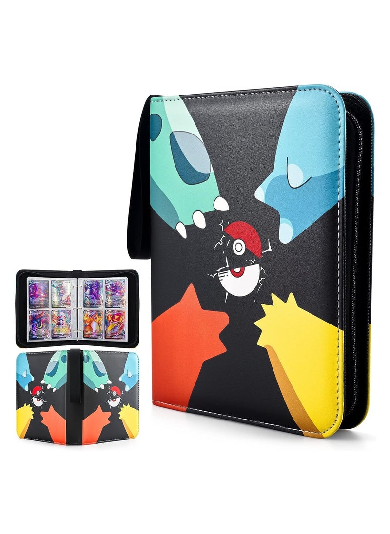 RATSAW - Trading Card Binder With Sleeves 400 Pockets PU Pokemon Cover Cards Holder Album Waterproof Folder For Cards Sleeves With Zipper And Handle Card Album Book Gift For Kids - Image 1