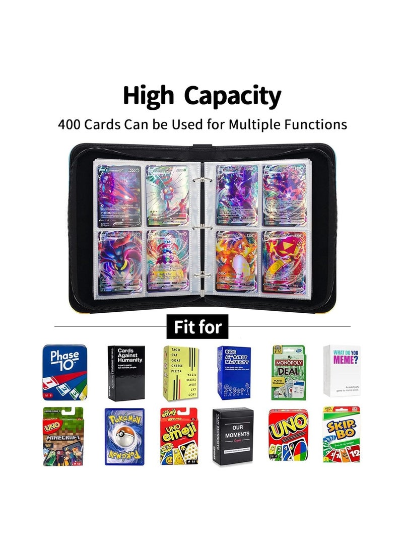 RATSAW - Trading Card Binder With Sleeves 400 Pockets PU Pokemon Cover Cards Holder Album Waterproof Folder For Cards Sleeves With Zipper And Handle Card Album Book Gift For Kids - Image 1