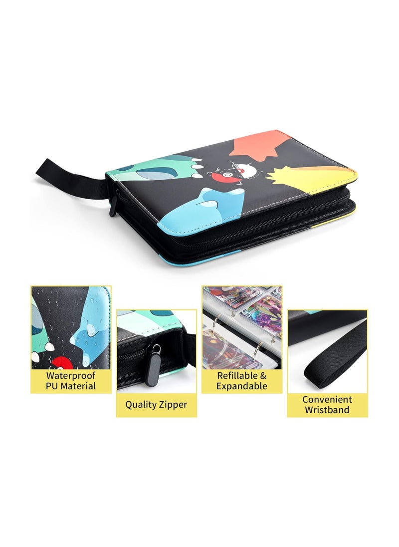 RATSAW - Trading Card Binder With Sleeves 400 Pockets PU Pokemon Cover Cards Holder Album Waterproof Folder For Cards Sleeves With Zipper And Handle Card Album Book Gift For Kids - Image 1