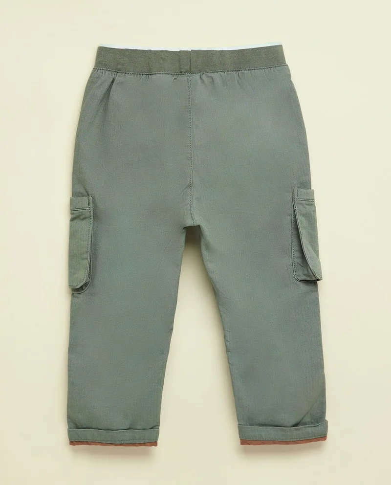 R&b Solid Cargo Pants with Drawstring Waist