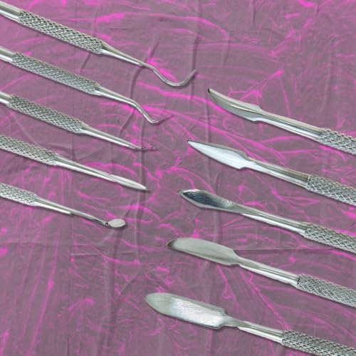 SE طقم أدوات نحت الشمع من الفولاذ المقاوم للصدأ 12 قطعة، أدوات تشكيل الشمع والطين، مجموعة نحت مزدوجة الطرف للنمذجة والتشكيل، فضي - DD312 - Image 4