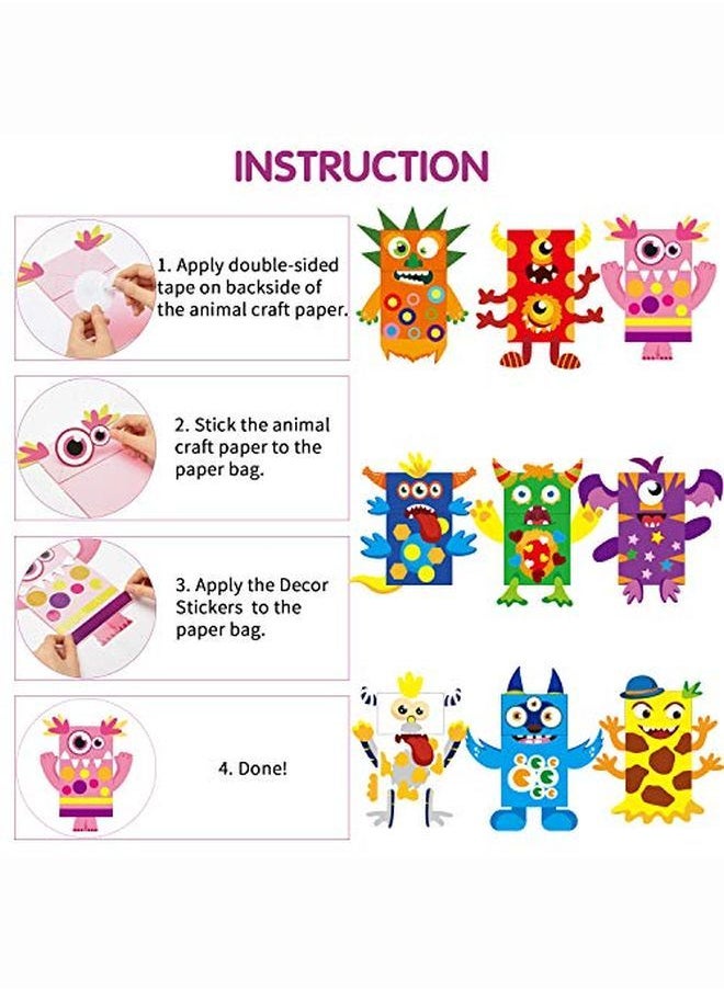 WATINC 9Pack Monster Hand Puppets Art Craft Paper Sock Puppet Diy Making Your Own Puppet Kits Early Learning Classroom Family Storytelling Games Pretend Party Supplies Valentine'S Day Gift  - Image 3