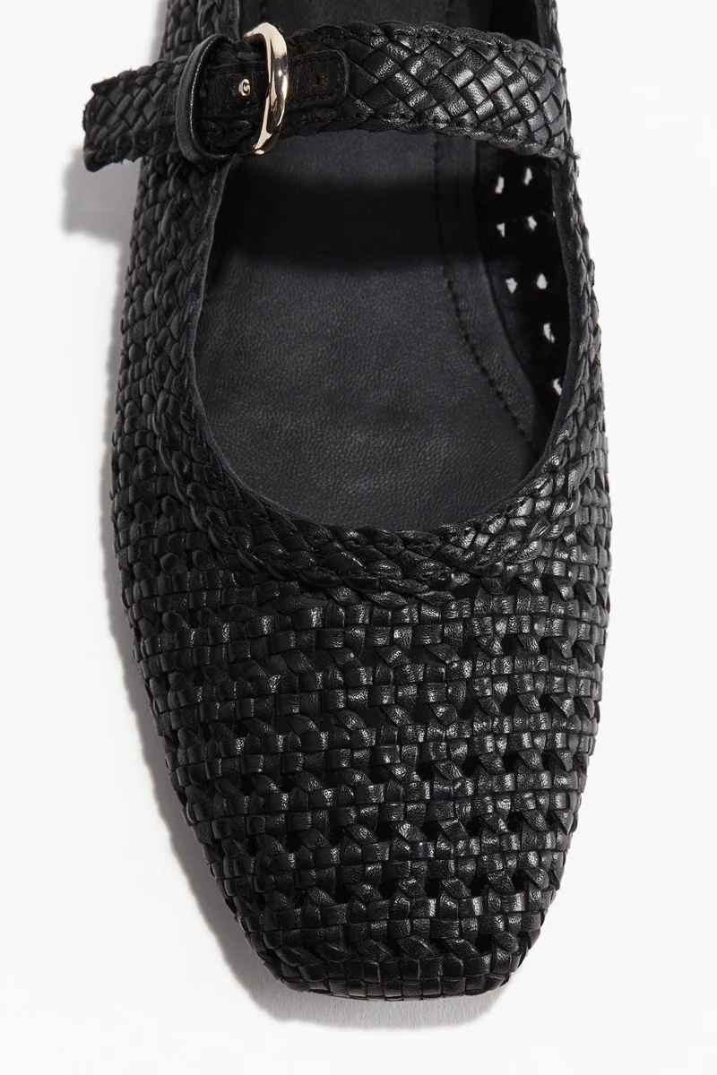 اتش اند ام Leather Mary Jane ballet pumps