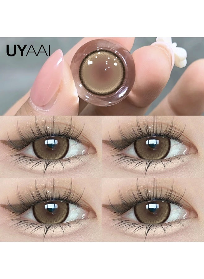 UYAAI Brown Yearly Colored Contact Lenses, Unisex Cosmetic Contact Lenses, Natural Fashion Lenses, 42% Soft Lenses - Image 4