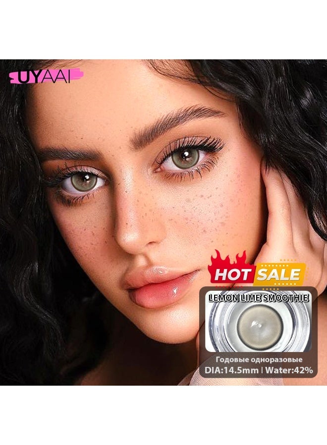 UYAAI Brown Yearly Colored Contact Lenses, Unisex Cosmetic Contact Lenses, Natural Fashion Lenses, 42% Soft Lenses - Image 3