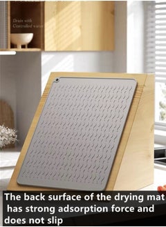Kutis 1-Piece Silicone Drying Mat For Kitchen Countertops Dish Drying Mat Cup Drying Mat Heat Proof Mat Grey 30x40 Centimeter  - Image 4