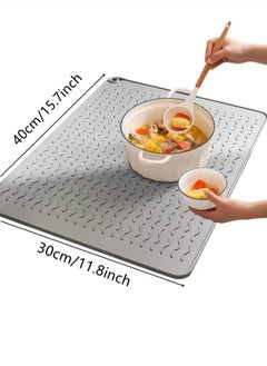 Kutis 1-Piece Silicone Drying Mat For Kitchen Countertops Dish Drying Mat Cup Drying Mat Heat Proof Mat Grey 30x40 Centimeter  - Image 5