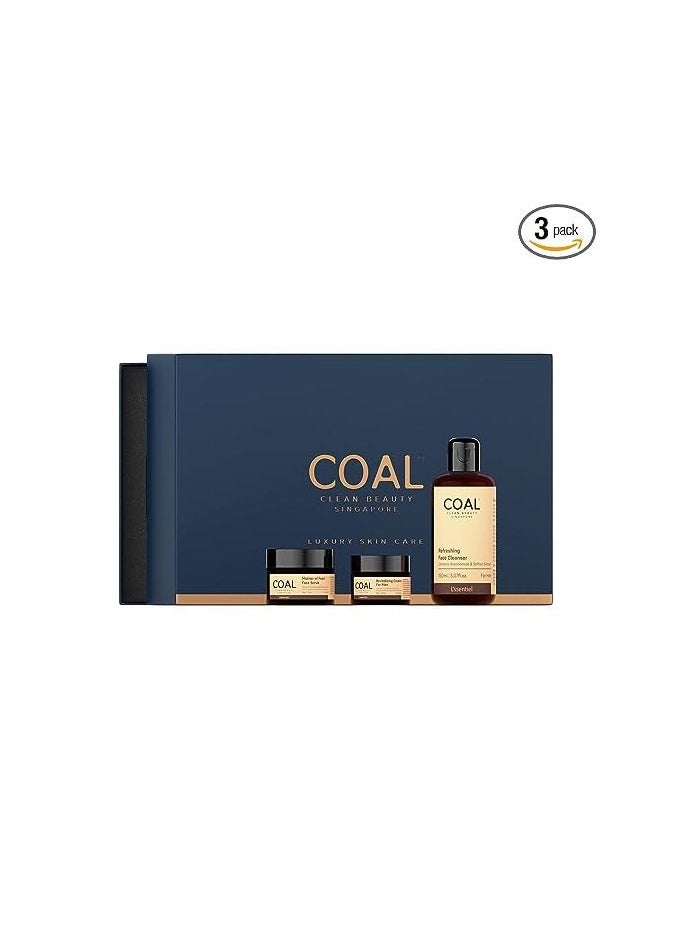 COAL CLEAN BEAUTY COAL Clean Beauty Refreshing Combo  Refreshing Face Cleanser, Mother of Pearl Face Scrub & Revitalizing Cream For Men 