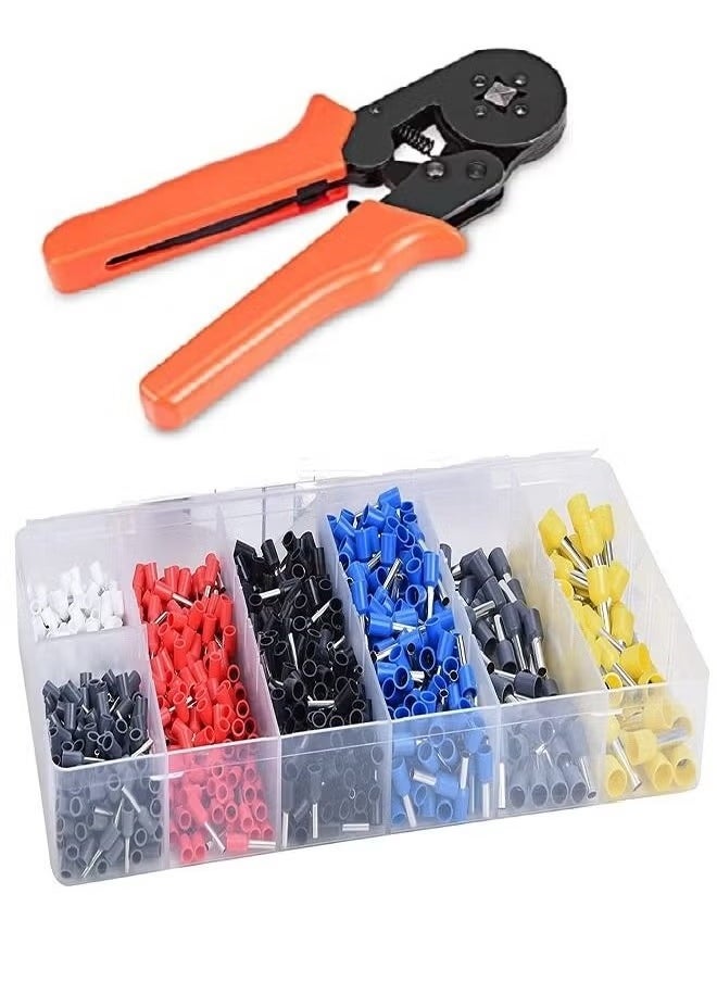 Generic Crimping Tool with 1200 Piece Wire Terminal Crimp Connectors Crimper Plier Set for With Automatic Wire Stripper With 10 Styles  With Diagonal Pliers 8 inch and Tester Screwdriver 190 mm  - Image 2