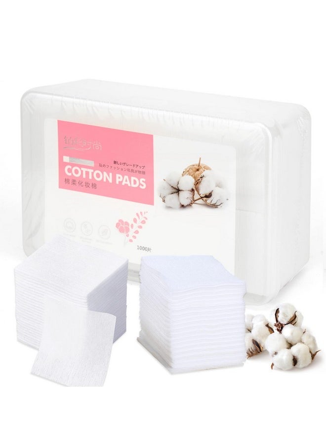 Aturmon - 1000 Pcs Thin Makeup Facial Cotton Pads, Square Facial Lips Eyes Makeup Remover Pads, Nails Polish Remover Cotton Pads, Non-Woven, Soft, Lint Free - Image 1