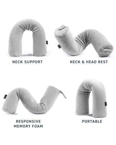 Brookstone Free Form Travel Pillow - Lightweight Flexible Memory Foam Travel Neck Pillow for Sleeping, Car, Airplane & Travel Support, Grey - Image 3