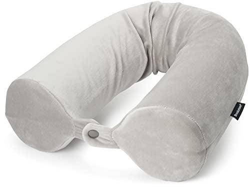 Brookstone Free Form Travel Pillow - Lightweight Flexible Memory Foam Travel Neck Pillow for Sleeping, Car, Airplane & Travel Support, Grey - Image 1
