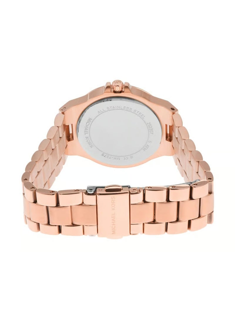 MK Lennox Three Hand White Dial Rose Gold Steel Strap Watch For Women - 7279 - Image 2